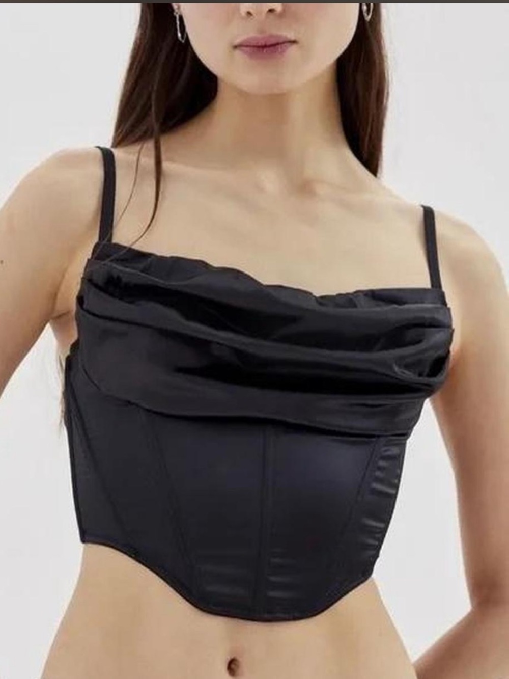 Urban outfitters Satin Black Draped Corset Crop Top